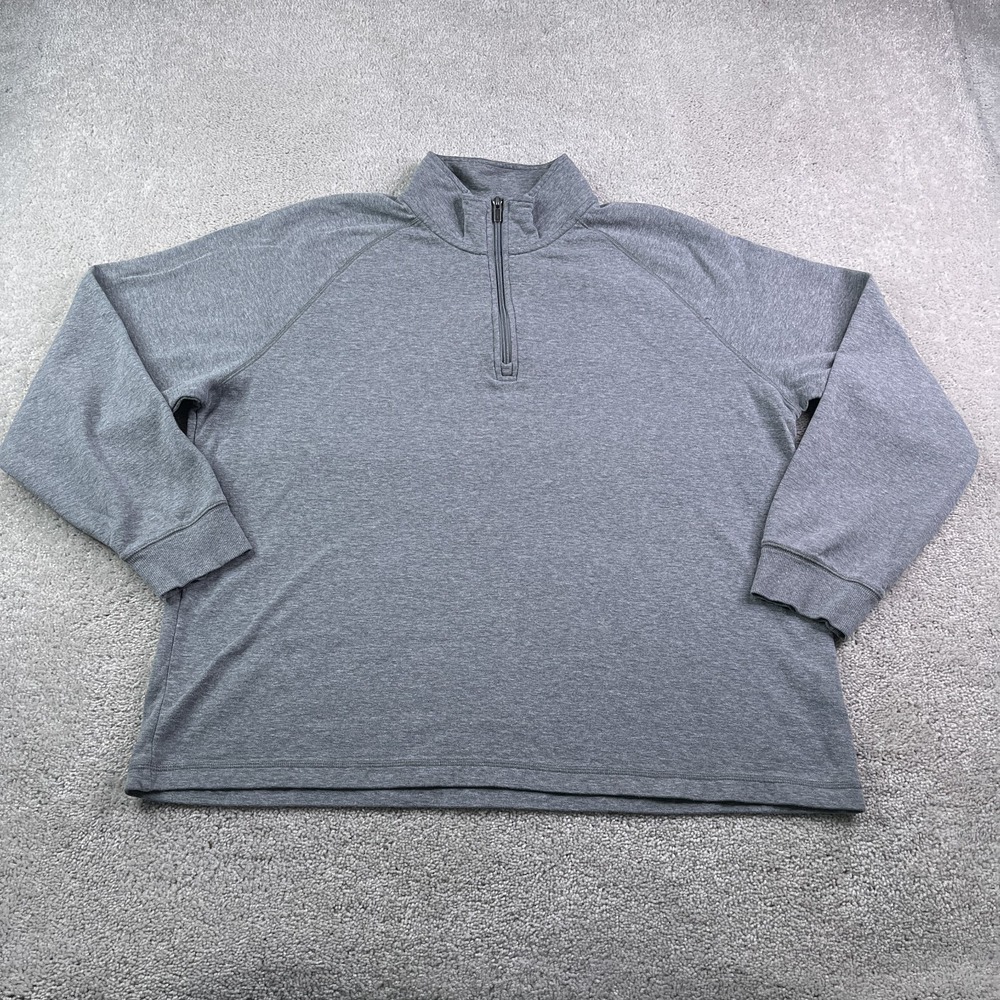 LL Bean Sweatshirt Mens XL Grey Slightly Fitted Quarter Zip Pullover Sweater